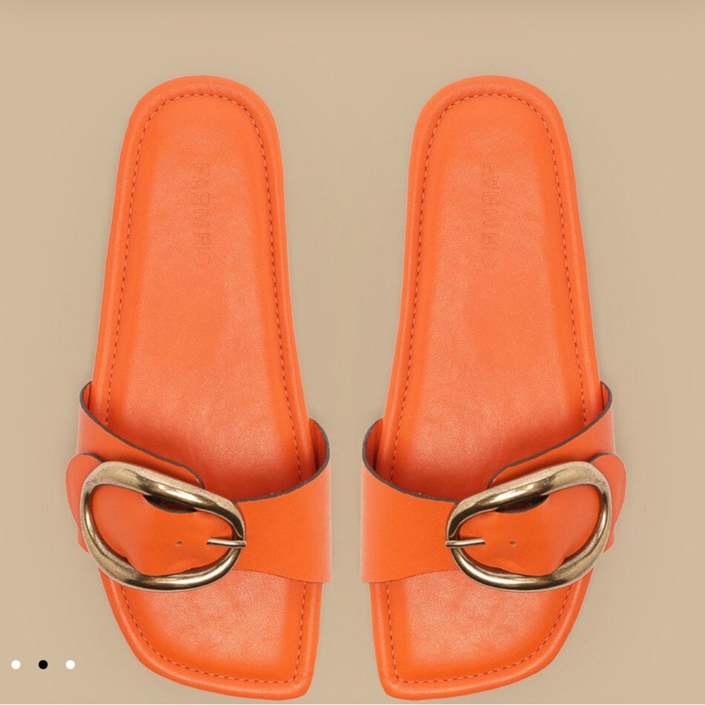 FARM Rio Vibrant Orange Sandals with Gold Accent